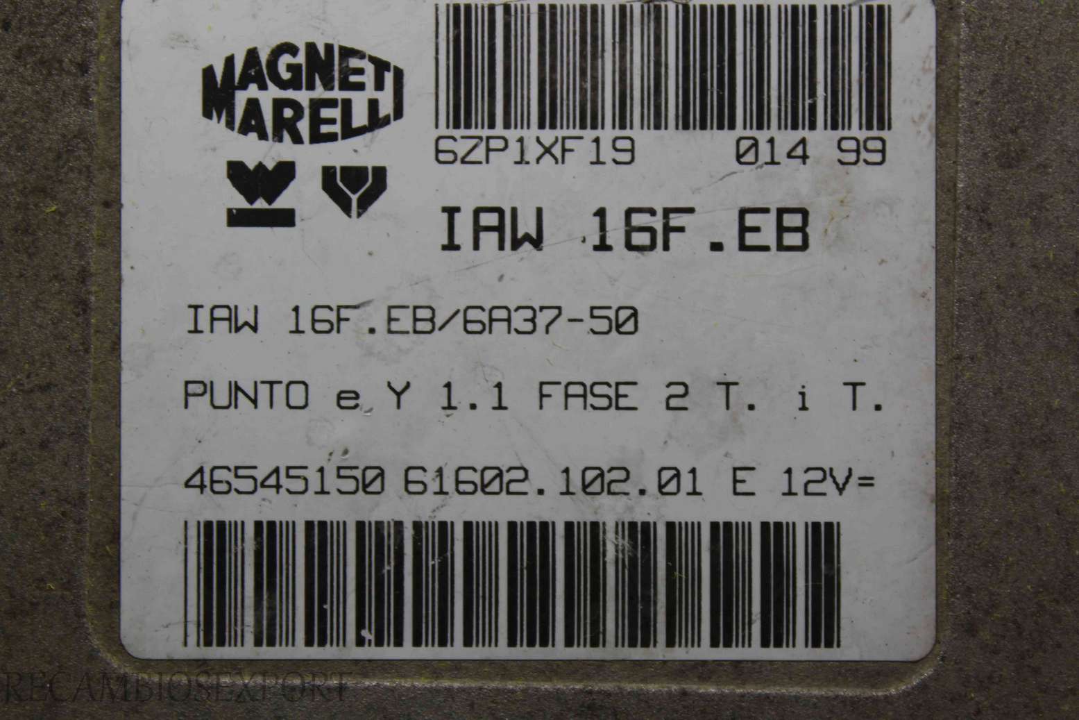Centralita del motor Fiat Punto 46545150 Magneti Marelli 6160210201E 61602.102.01 E IAW16FEB IAW.16F.EB - foto 2