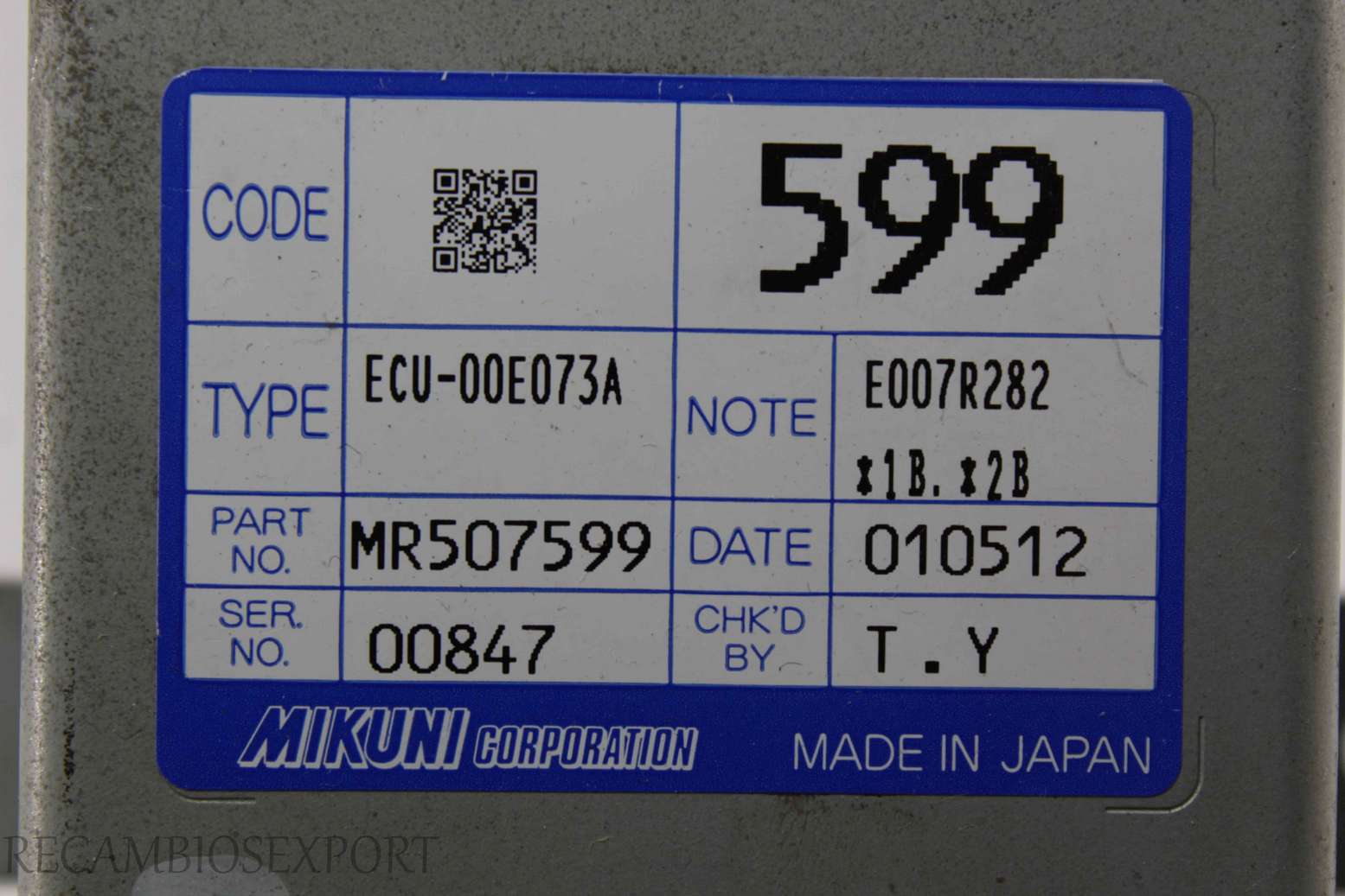 Centralita de control Mitsubishi Space Wagon MR507599 ECU00E073A ECU-00E073A E007R282 - foto 2