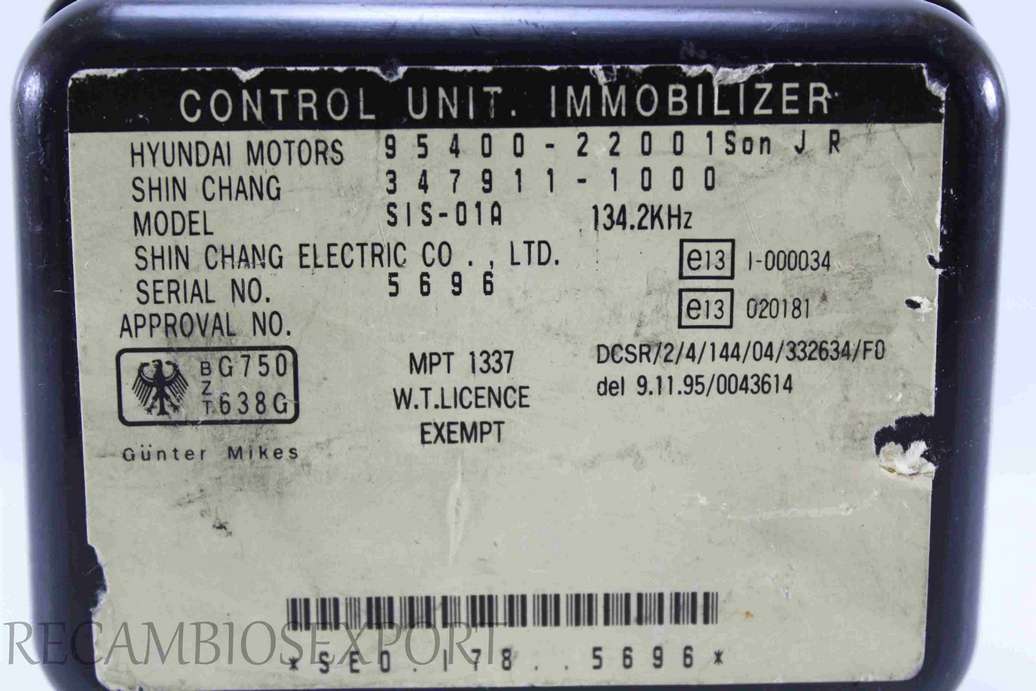 Módulo inmovilizador Hyundai Accent 9540022001 95400-22001 9540022001SonJR 3479111000 347911-1000 - foto 2