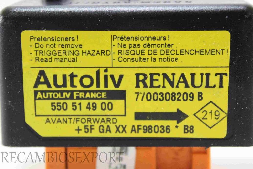 Sensor de airbag Renault Kangoo 7700308209B 7700308209 B Autoliv 550514900 550 51 49 00 - foto 2