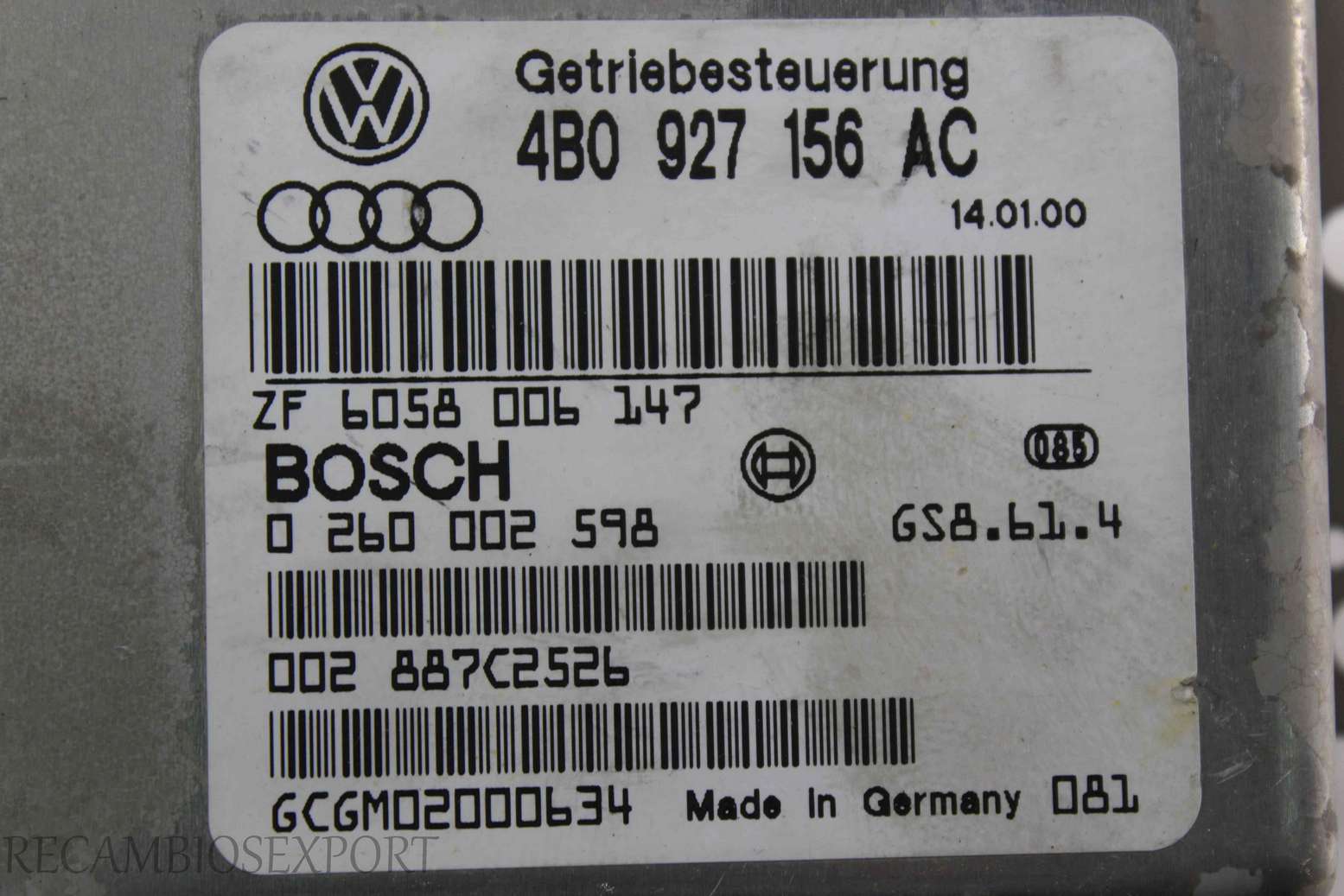 Caja de cambios Audi A6 4B0927156AC 4B0 927 156 AC Bosch 0260002598 0 260 002 598 - foto 2