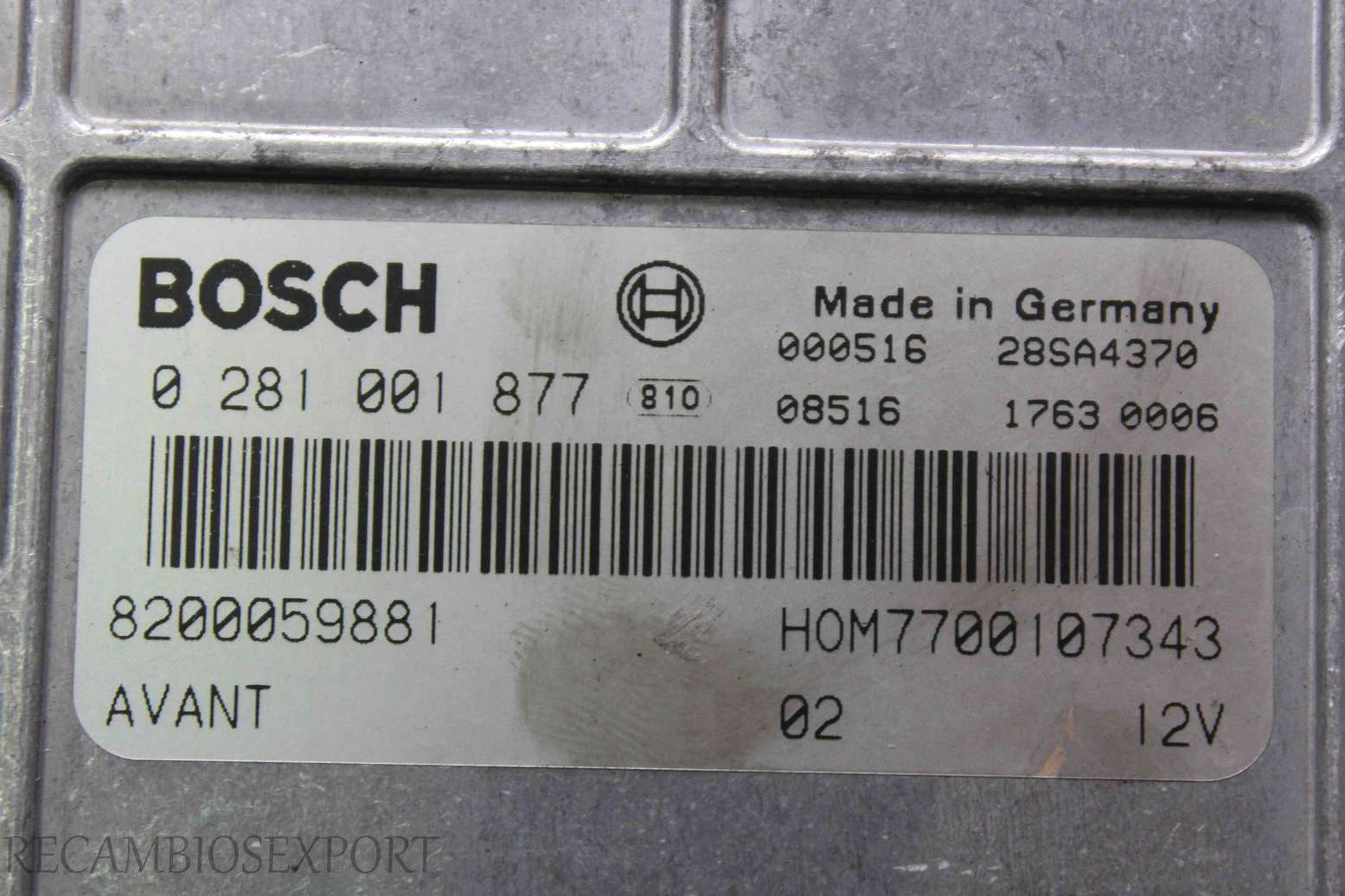 Centralita del motor Renault Scenic 8200059881 Bosch 0281001877 0 281 001 877 HOM7700107343 - foto 2