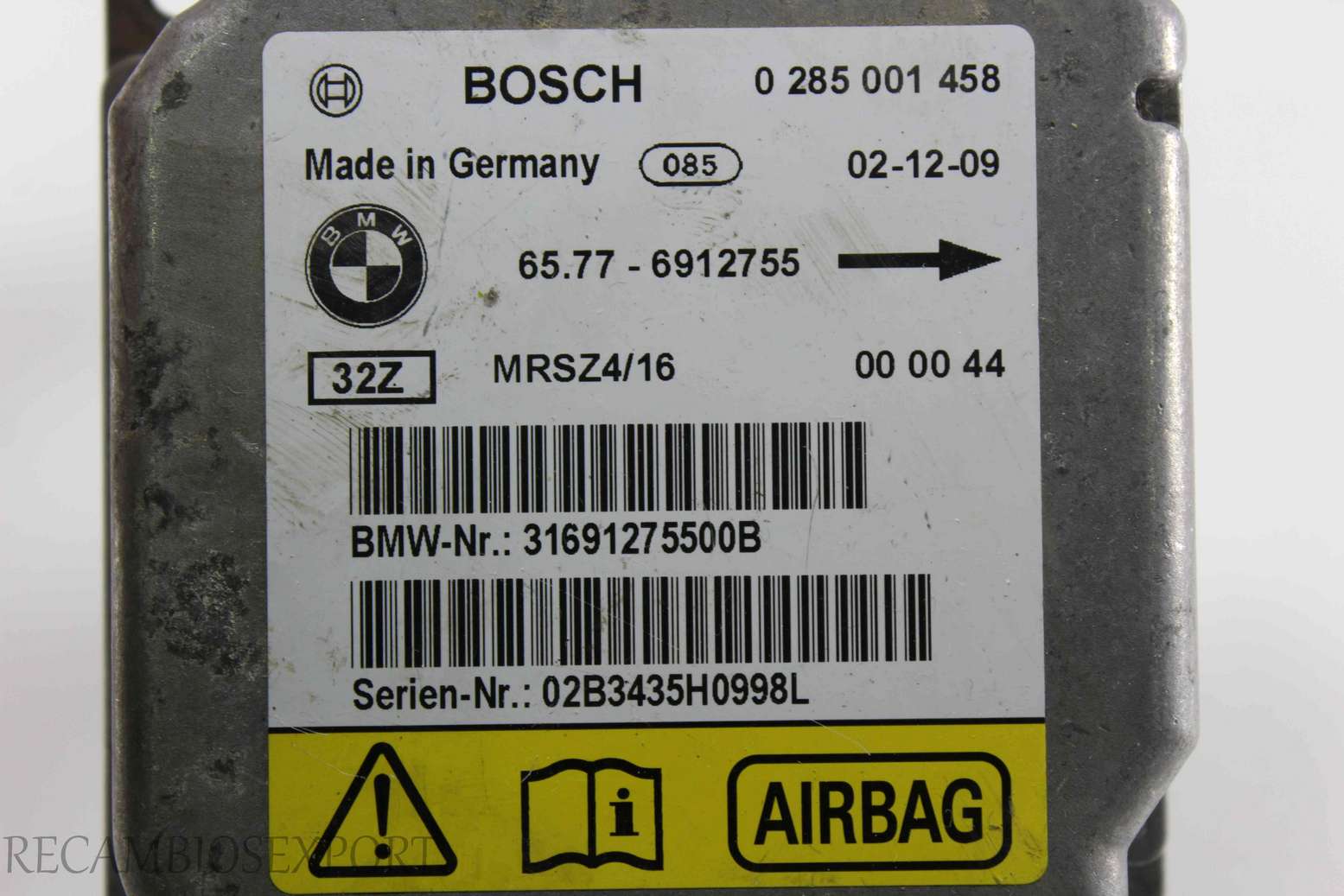 Centralita de airbag BMW X5 E53 E46 65776912755 65.77-6912755 Bosch 0285001458 0 285 001 458 - foto 2