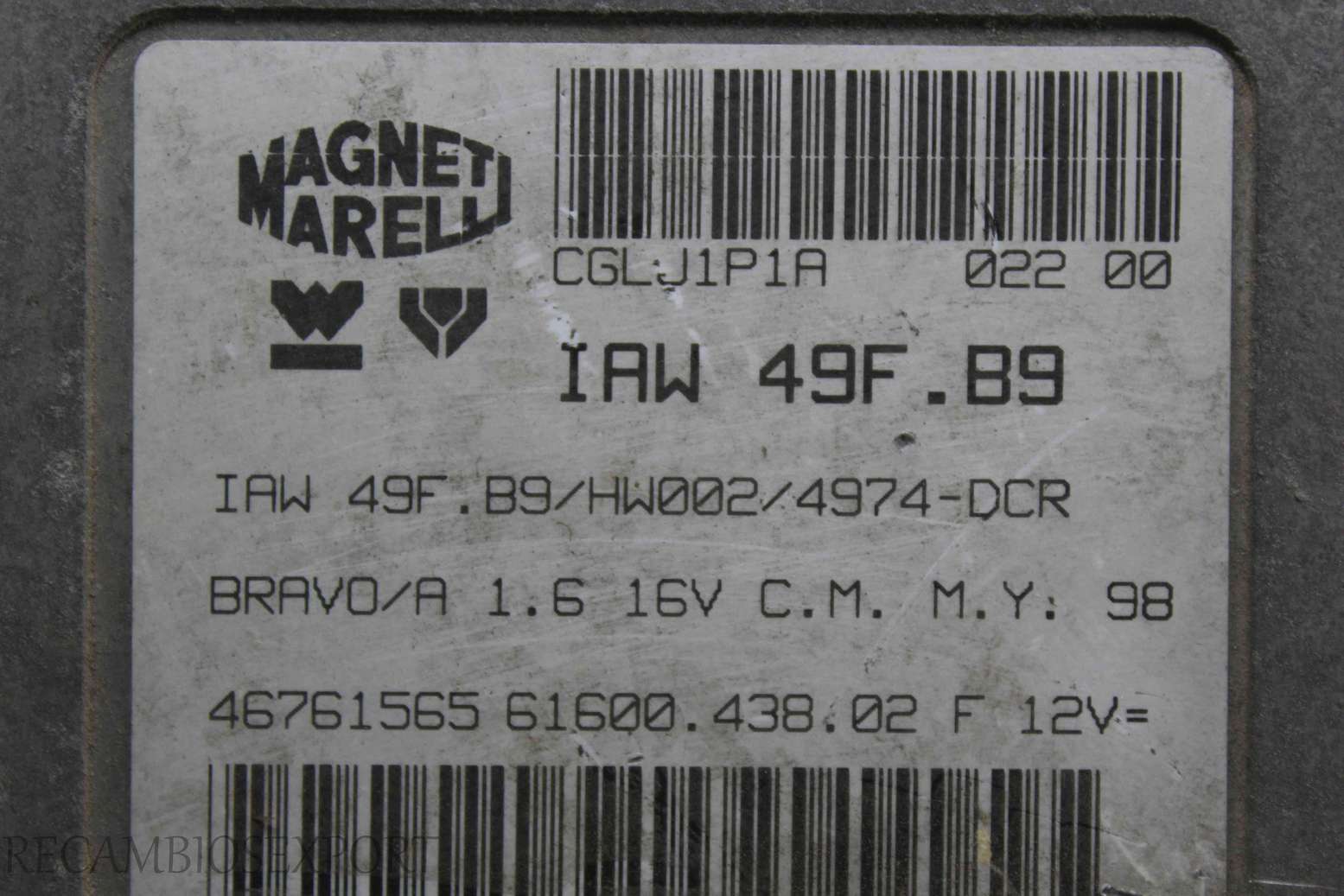 Centralita del motor Fiat Brava 46761565 Magneti Marelli 6160043802 61600.438.02 IAW49FB9 IAW 49F.B9 - foto 2