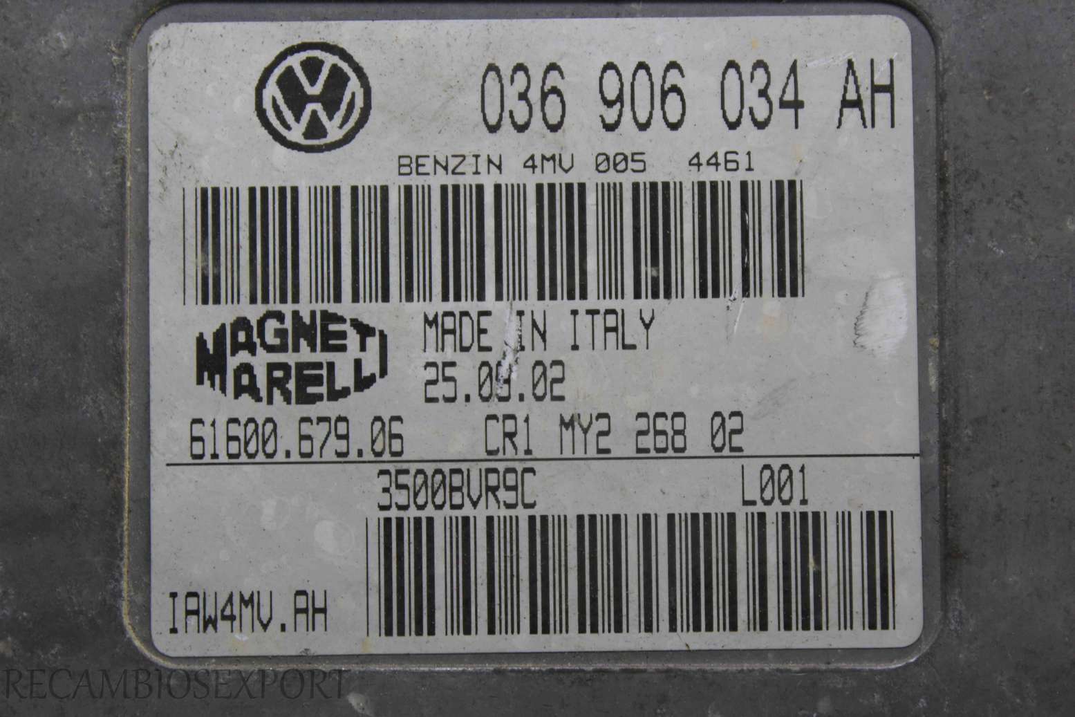 Centralita del motor Seat Stella Ibiza Cordoba 036906034AH 036 906 034 AH Magneti Marelli 6160067906 61600.679.06 IAW4MVAH IAW4MV.AH - foto 2