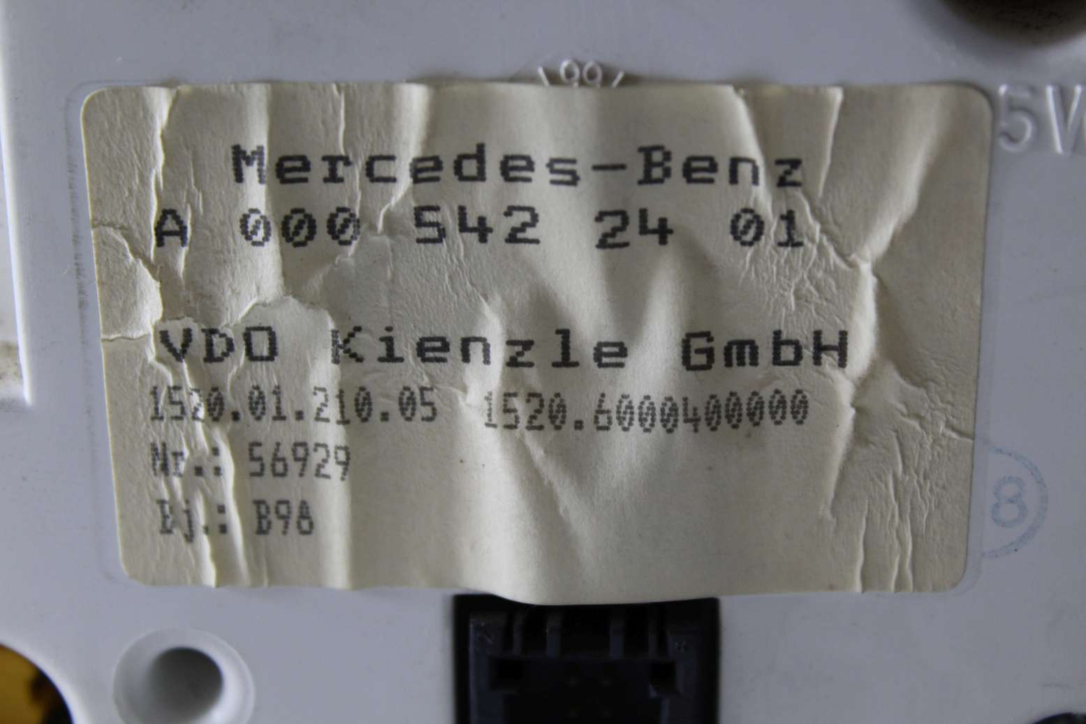 Cuadro de instrumentos Mercedes A0005422401 A 000 542 24 01 VDO 15200121005 1520.01.210.05 15206000400000 1520.6000400000 - foto 3