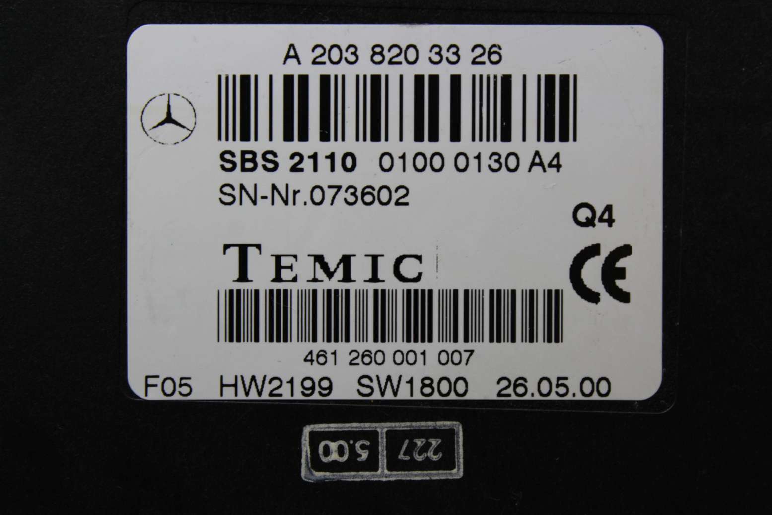 Modulo de control Mercedes W220 W203 A2038203326 A 203 820 33 26 Temic 461260001007 461 260 001 007 211001000130A4 2110 0100 0130 A4 - foto 2
