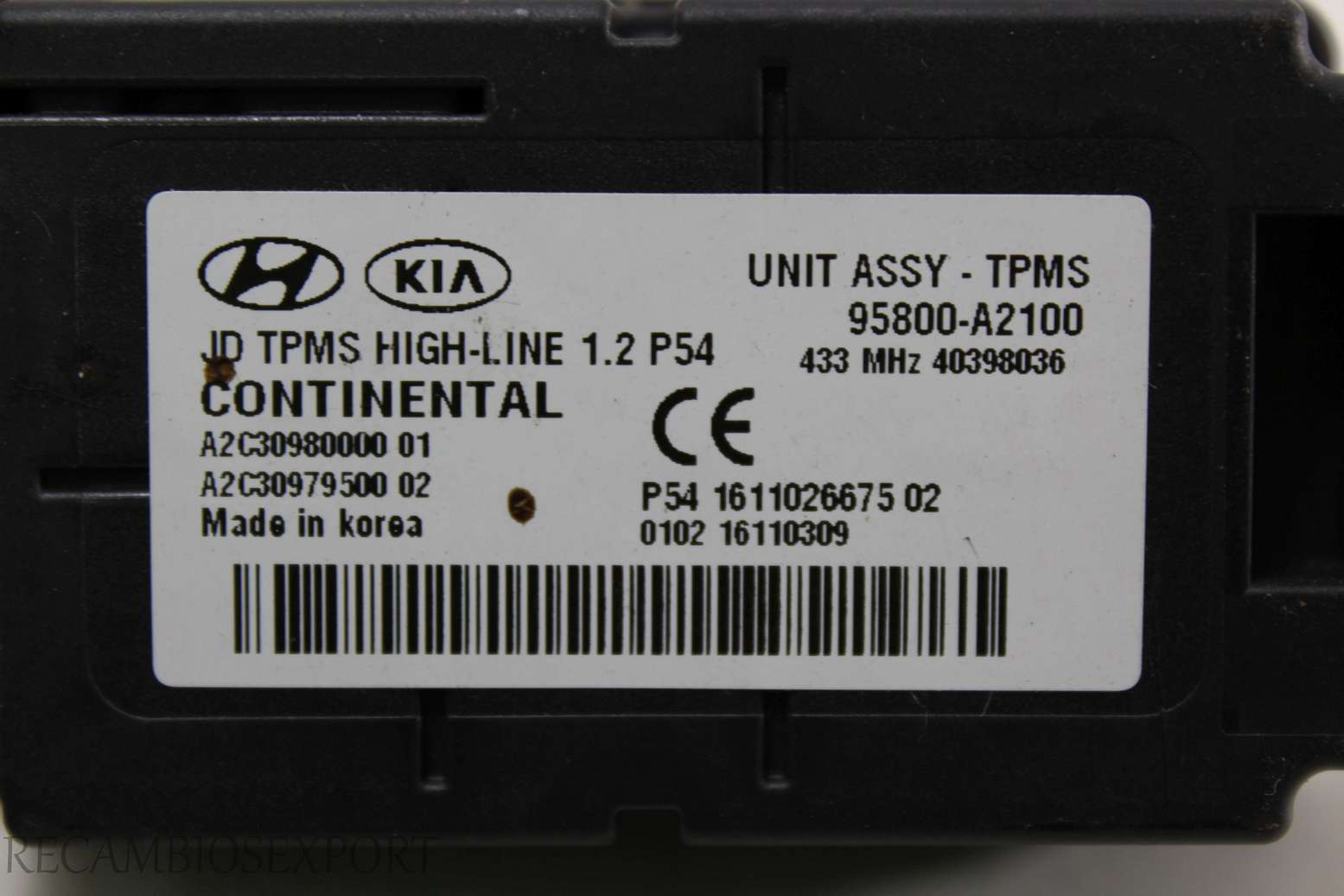 Modulo de control presión Kia Ceed 95800A2100 95800-A2100 A2C3098000001 A2C30980000 01 A2C3097950002 A2C30979500 02 - foto 2