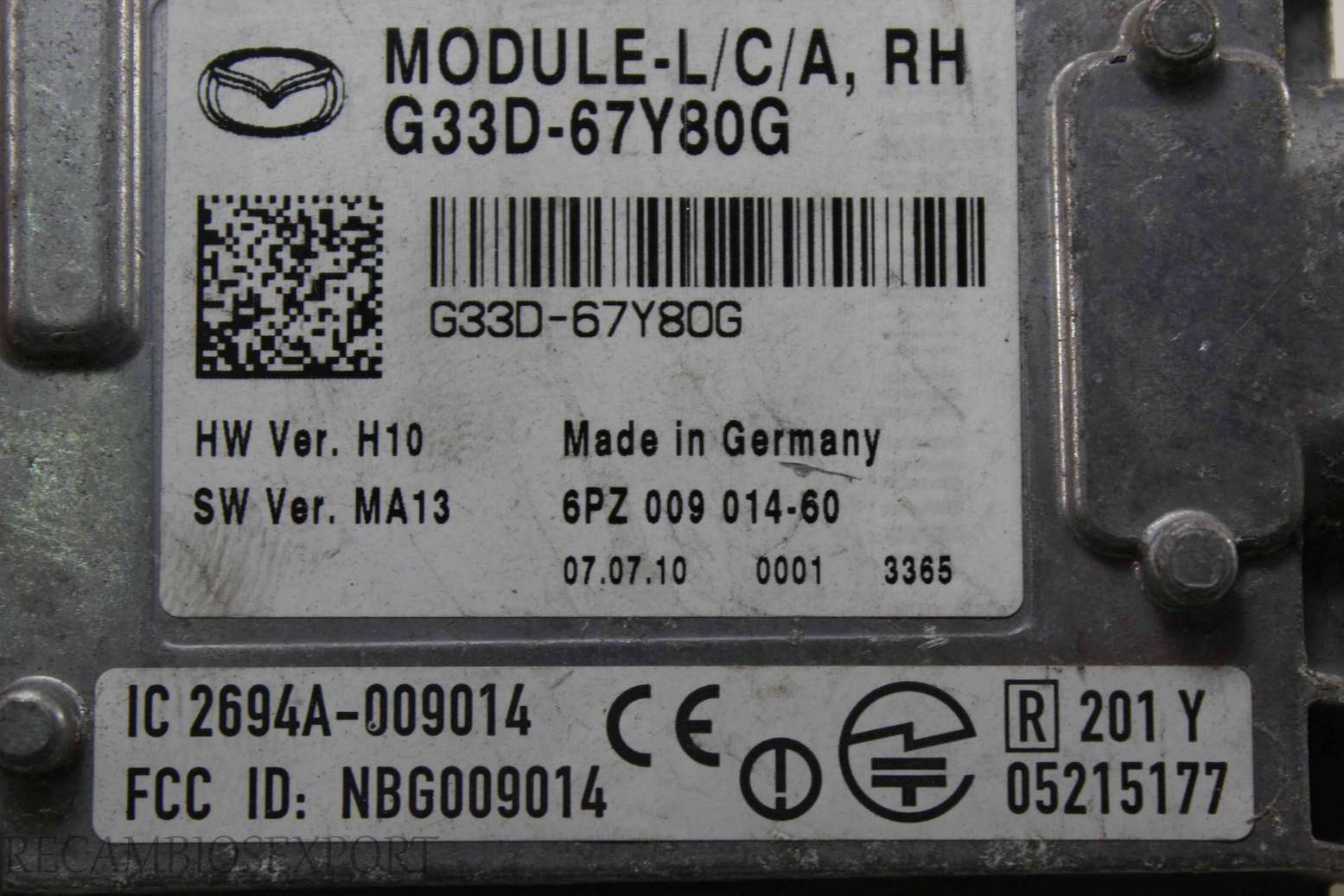 Modulo de trasero Mazda 6 G33D67Y80G G33D-67Y80G 6PZ00901460 6PZ 009 014-60 2694A009014 2694A-009014 NBG009014 05215177 - foto 2