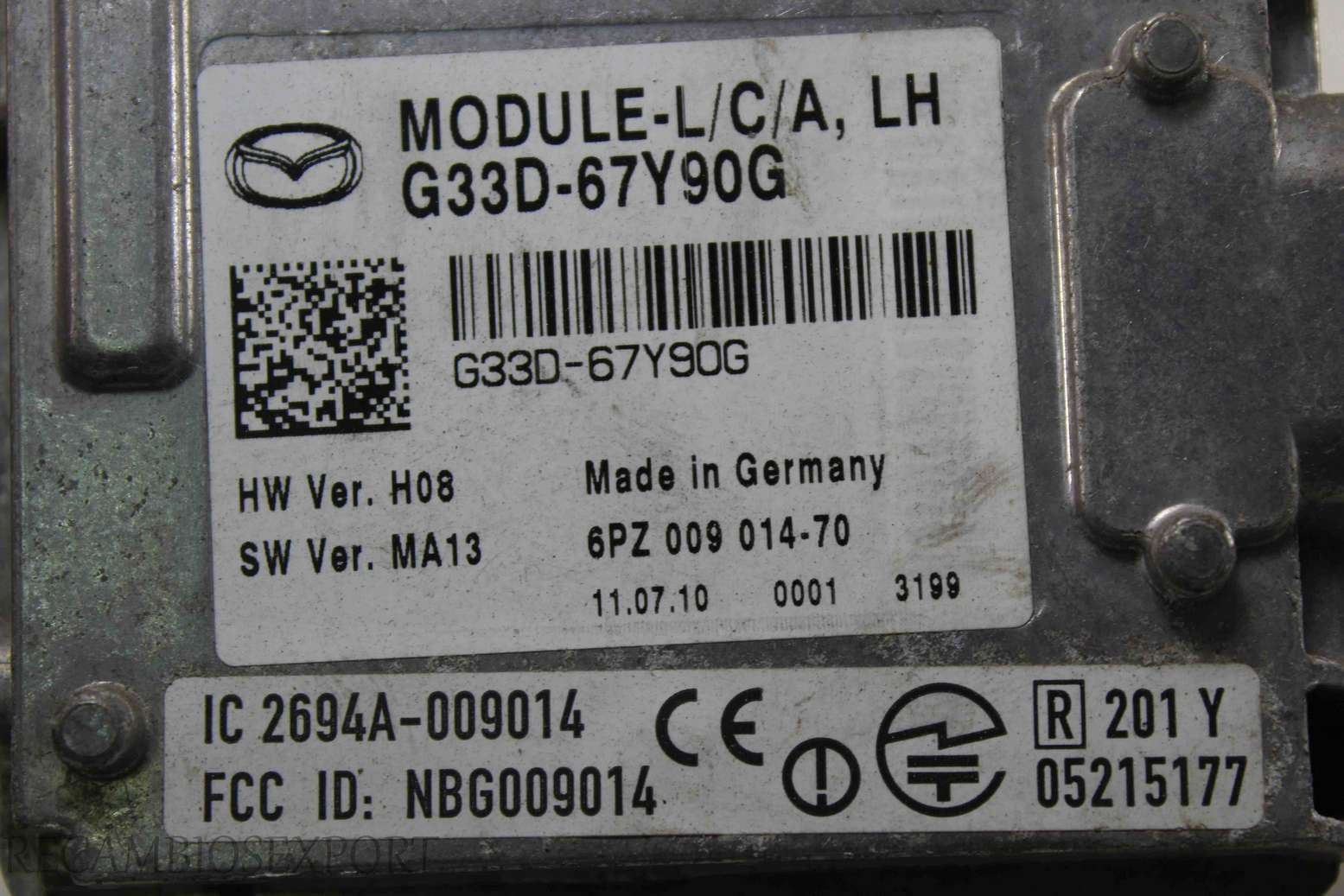 Modulo de trasero Mazda 6 G33D67Y90G G33D-67Y90G 6PZ00901470 6PZ 009 014-70 2694A009014 2694A-009014 NBG009014 05215177 - foto 2