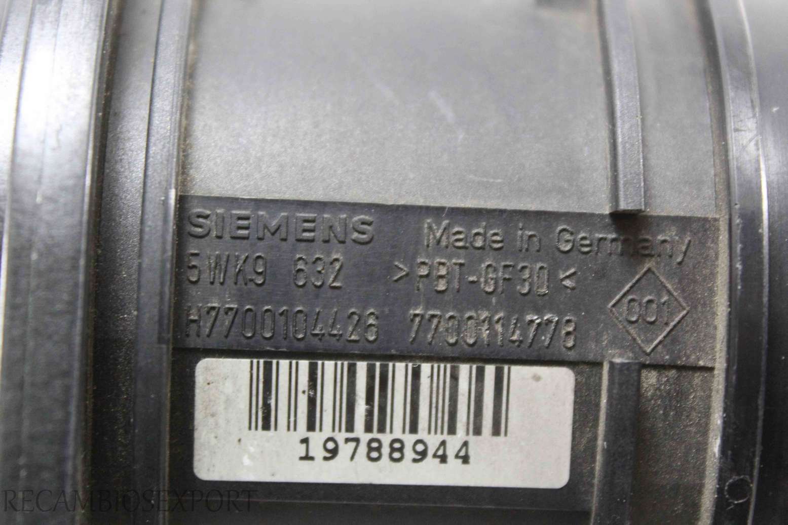 Caudalimetro Renault Volvo Mitsubishi H7700104426 7700114778 Siemens 5WK9632 5WK9 632 - foto 2