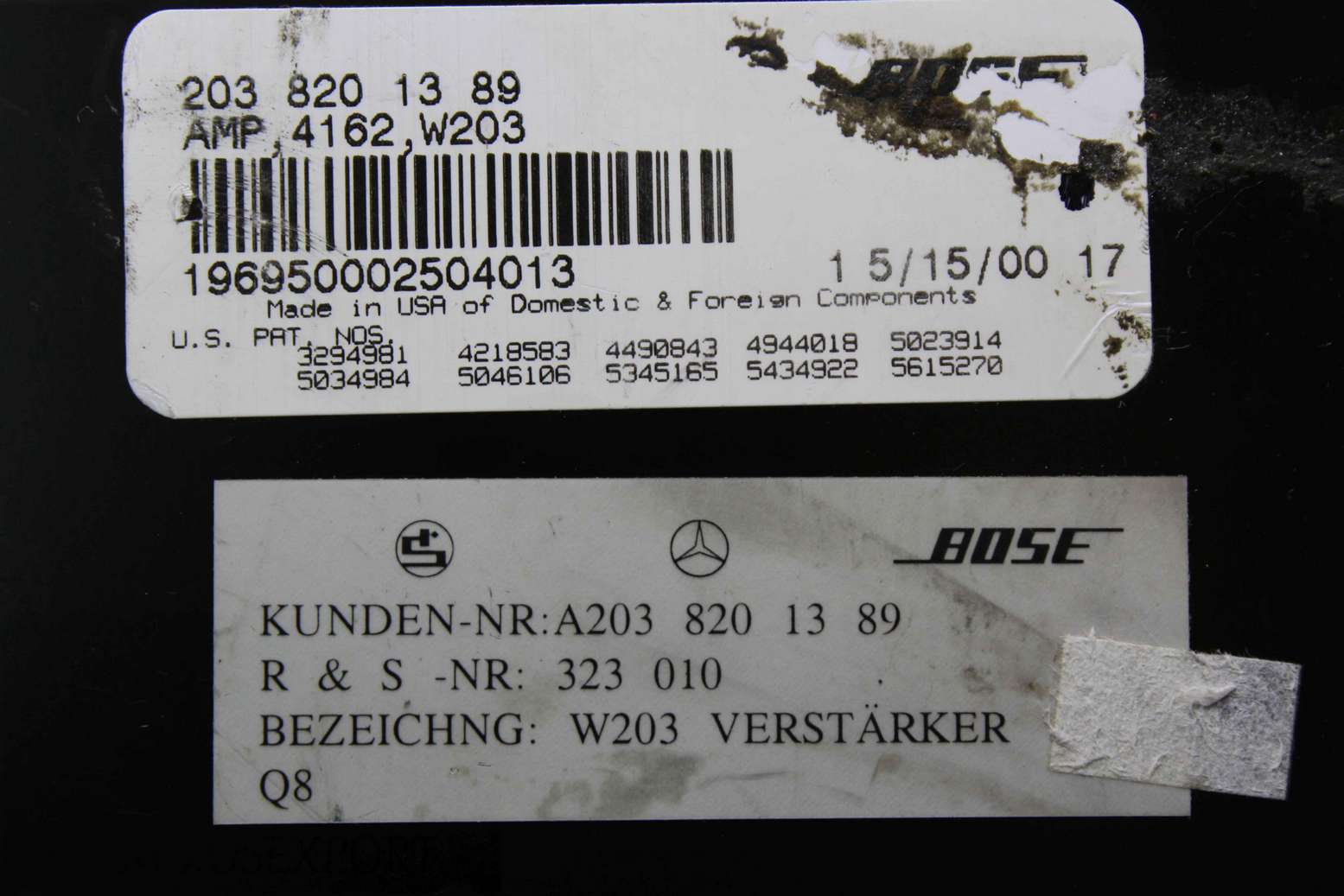 Modulo de amplificador Mercedes W203 A2038201389 A203 820 13 89 2038201389 203 820 13 89 Bose - foto 2