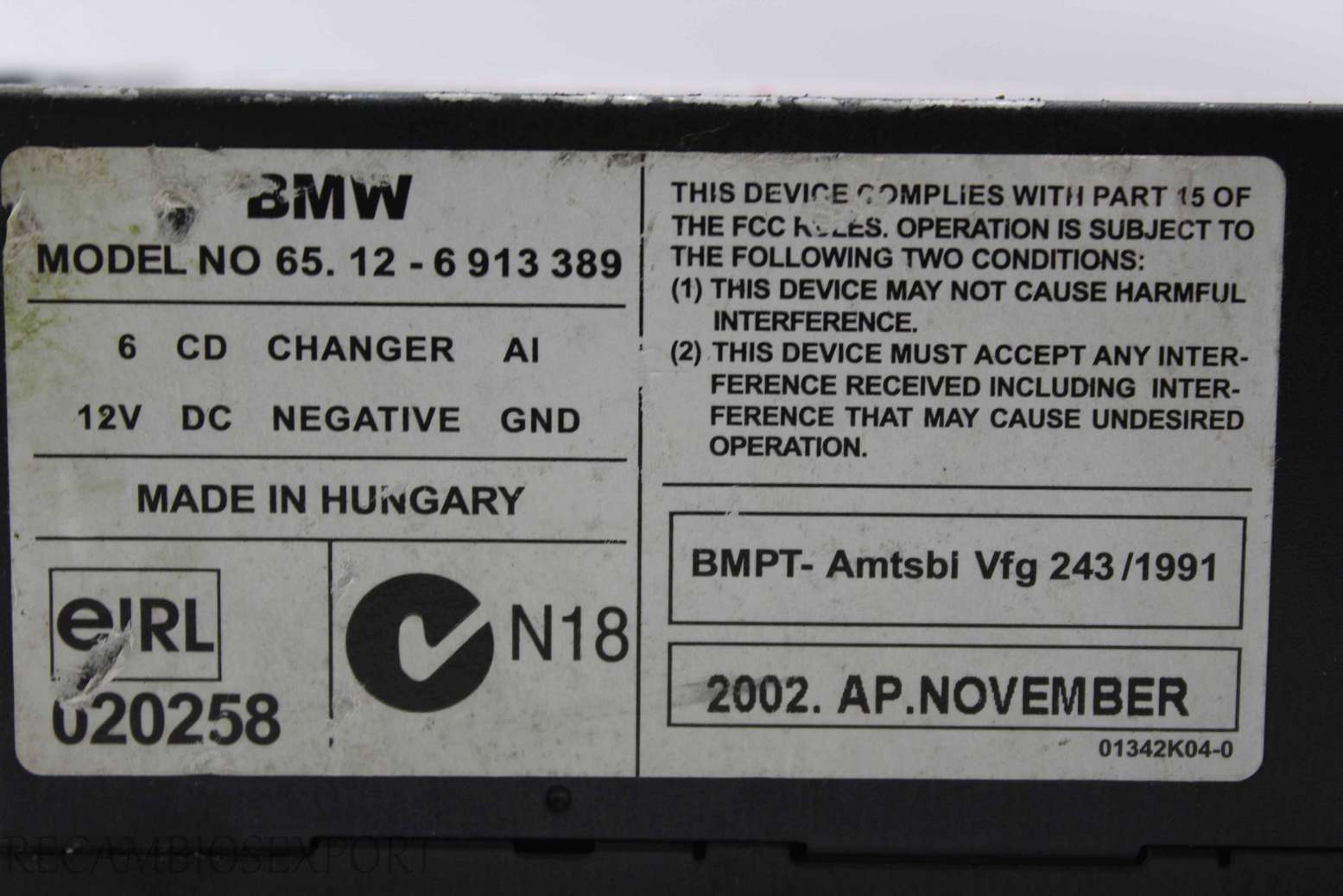 Cambiador de CD BMW E39 E46 E53 8364931 8 364 931 65126913389 65.12-6 913 389 - foto 4