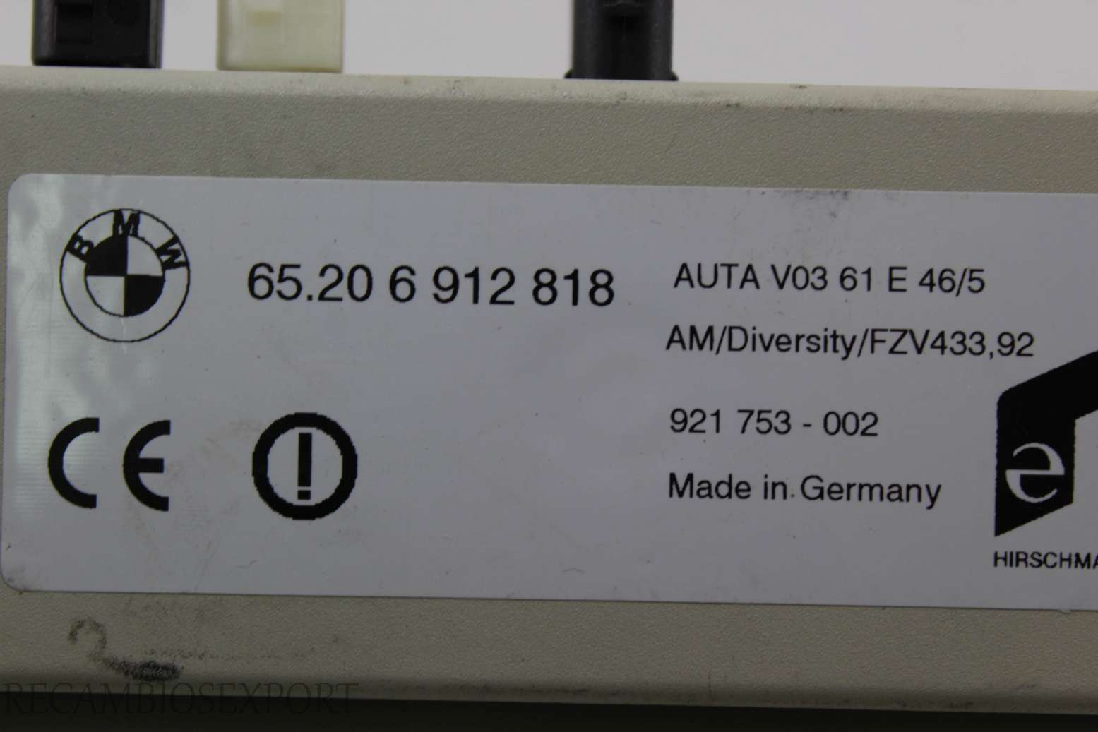 Amplificador de antena BMW E46 65206912818 65.20-6 912 818 921753002 921 753-002 - foto 2