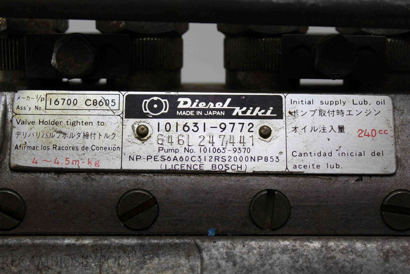 Bomba inyeccion Nissan Patrol 1016319772 101631-9772 16700C8605 16700 C8605 1055424270 105542-4270 1010639370 101063-9370 - foto 5