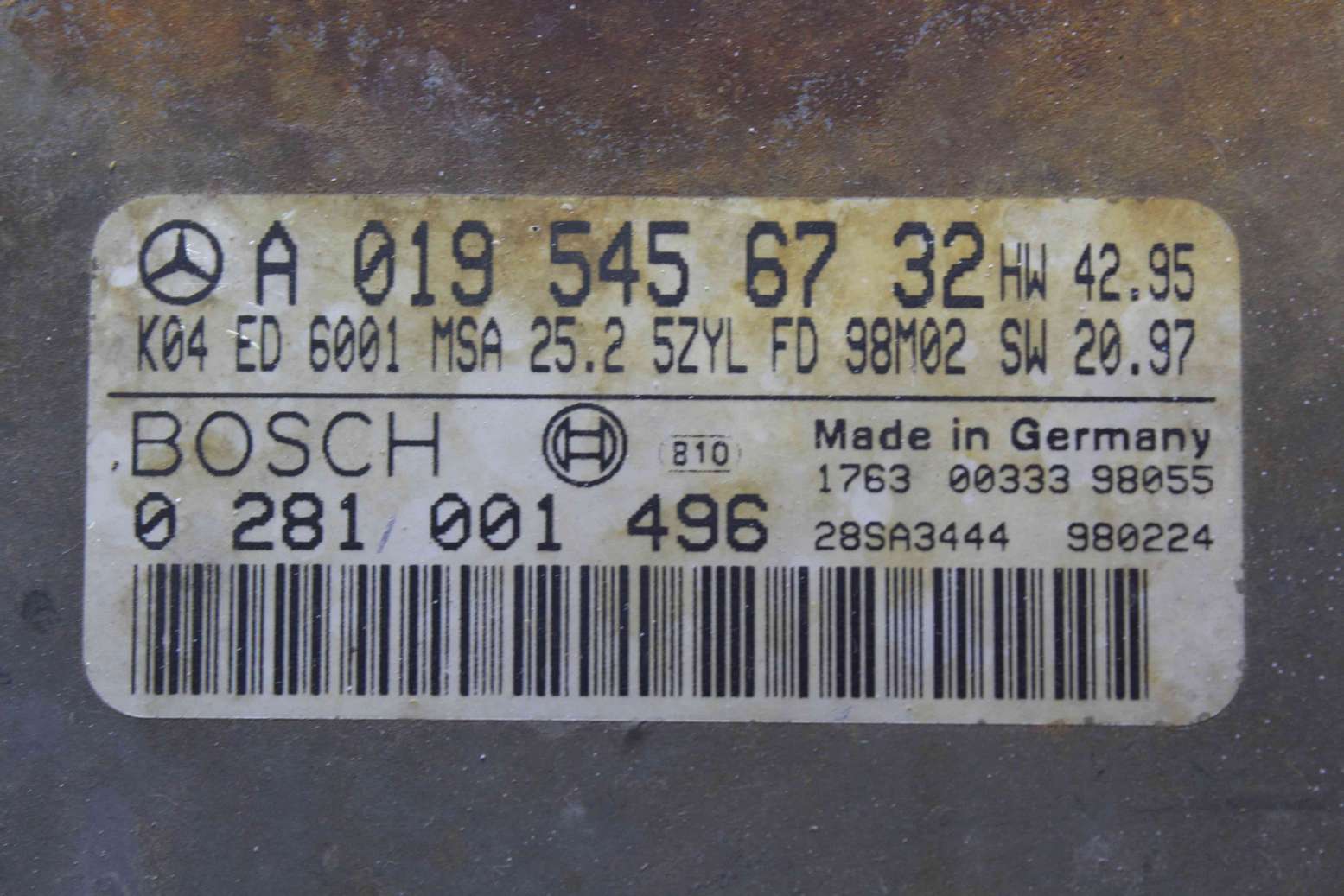 Centralita del motor Mercedes Sprinter A0195456732 A 019 545 67 32 Bosch 0281001496 0 281 001 496 - foto 2
