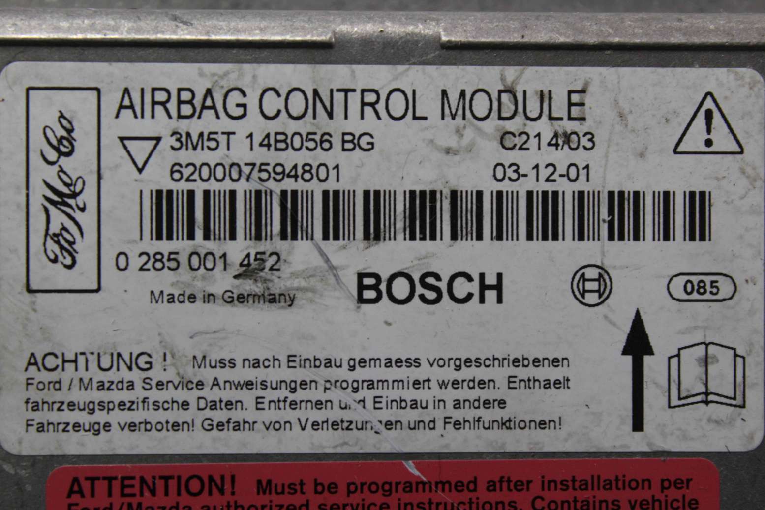 Centralita de airbag Ford Focus C-Max 3M5T14B056BG 3M5T 14B056 BG Bosch 0285001452 0 285 001 452 620007594801 - foto 2