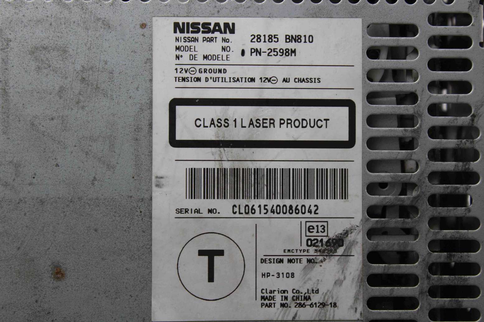 Cambiador de CD Nissan Almera 28185BN810 28185 BN810 PN2598M PN 2598M - foto 3