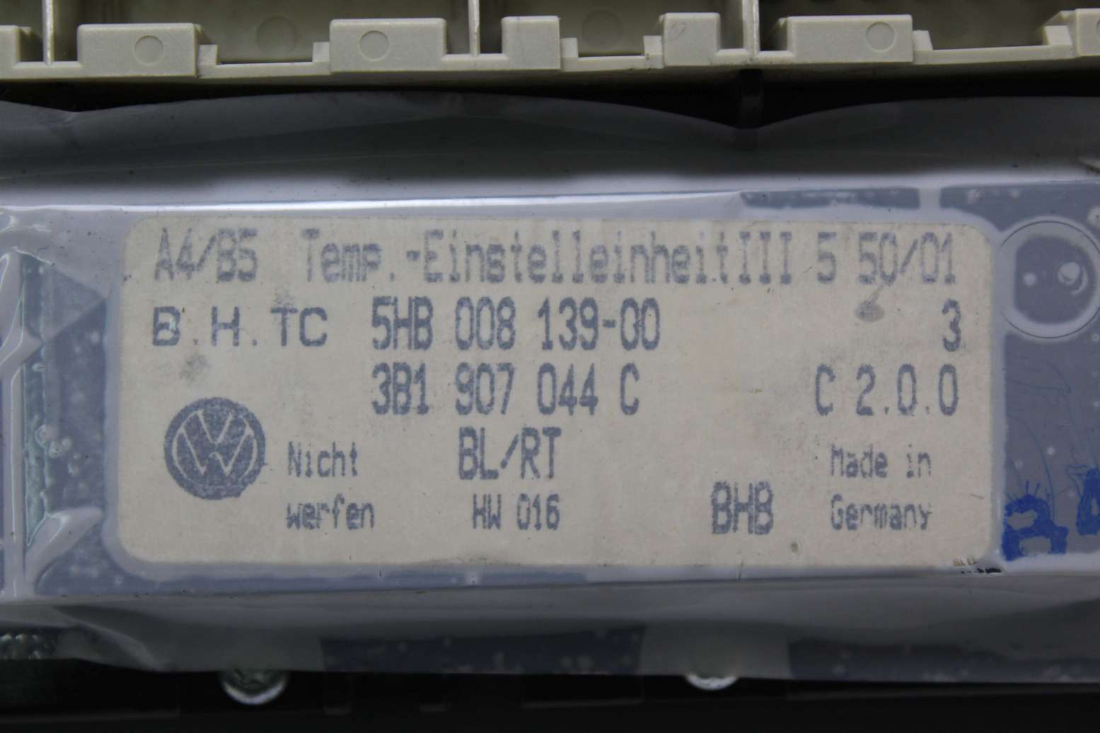 Panel de clima Volkswagen Passat Golf 3B1907044C 3B1 907 044 C 5HB00813900 5HB 008 139-00 - foto 3