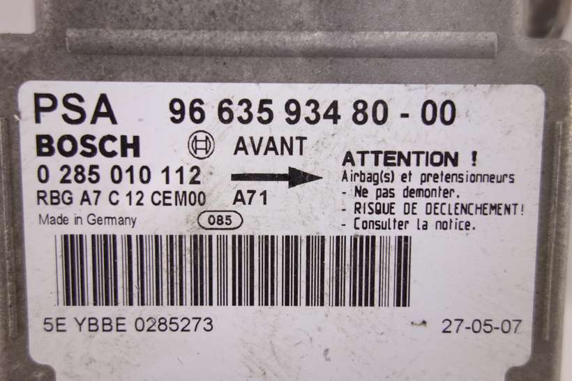 Centralita de airbag Peugeot 207 966359348000 96 635 934 80-00 Bosch 0285010112 0 285 010 112 - foto 2