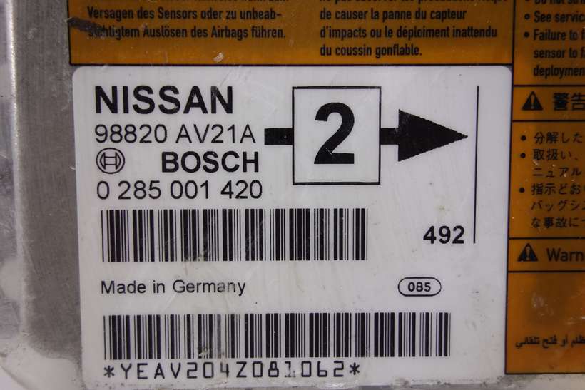 Centralita de airbag Nissan Primera 98820AV21A 98820 AV21A Bosch 0285001420 0 285 001 420 - foto 2