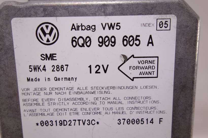 Centralita de airbag VW Golf Bora Seat Leon Toledo 6Q0909605A 6Q0 909 605 A SME 5WK42867 5WK4 2867 INDEX 05 - foto 2
