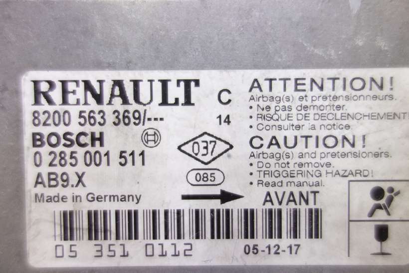 Centralita de airbag Renault Clio 8200563369 8200 563 369 Bosch 0285001511 0 285 001 511 - foto 2
