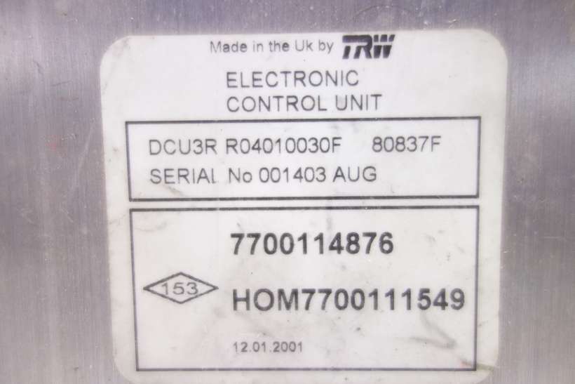 Centralita del motor Renault Kangoo Lucas 7700114876 HOM7700111549 R04010030F - foto 2