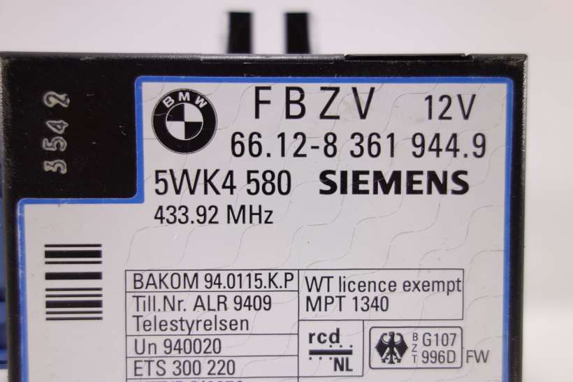 Módulo de control radio BMW E38 661283619449 66.12-8 361 944.9 Siemens 5WK4580 5WK4 580 - foto 2