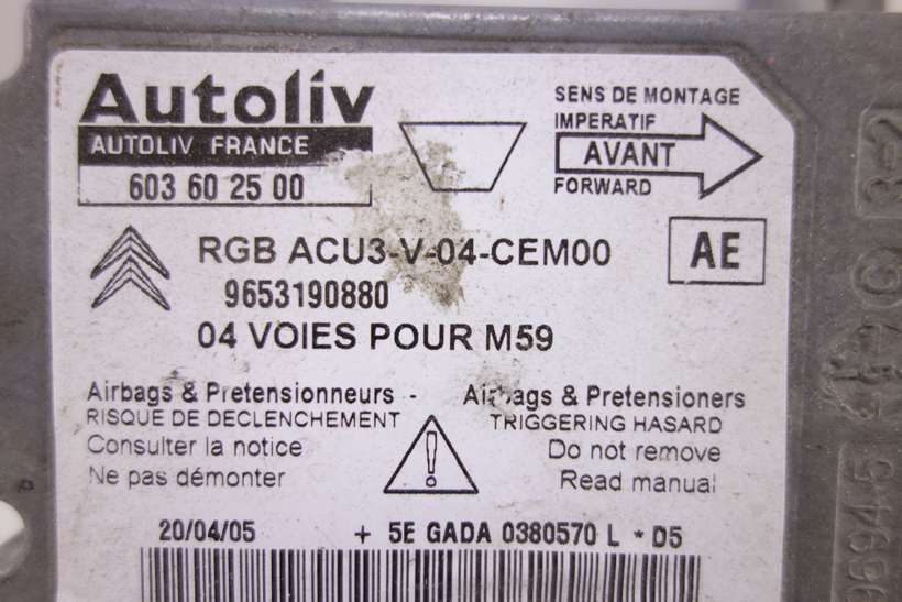 Centralita de airbag Peugeot Citroen 9653190880 603602500 603 60 25 00 AE - foto 2