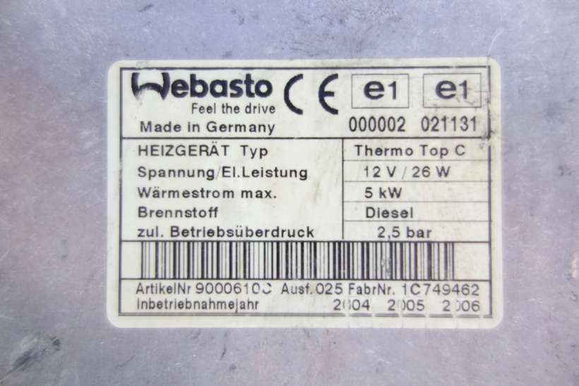 Calentador Agua Calefaccion Mazda 6 Chrysler Voyager 9000610C 000002021131 000002 021131 Webasto - foto 2