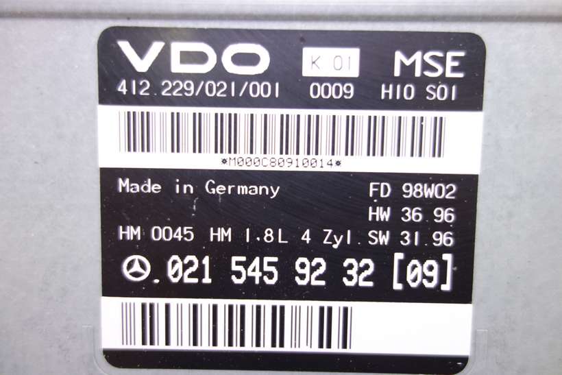 Centralita del motor Mercedes C180 W202 0215459232(09) 021 545 92 32 09 Vdo 412229021001 412.229/021/001 - foto 2