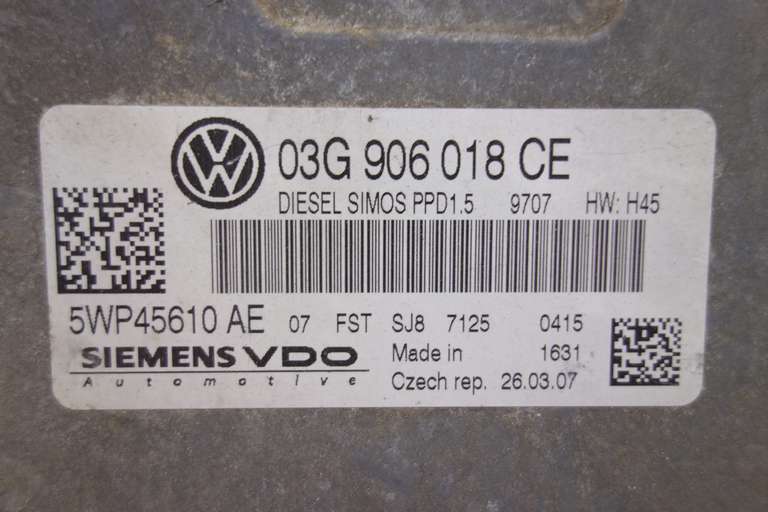 Centralita del motor VW Passat 03G906018CE 03G 906 018 CE Siemens 5WP45610AE 5WP45610 AE - foto 2