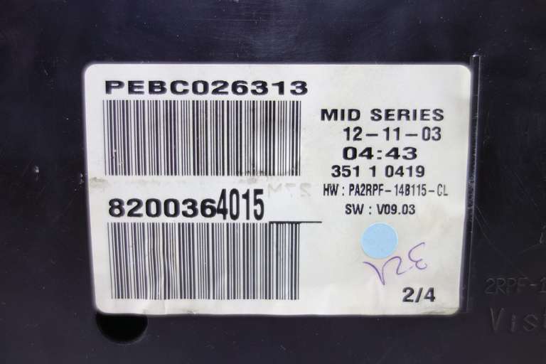 Cuadro de instrumentos Renault Megane 8200364015 PA2RPF14B115CL PA2RPF-14B115-CL - foto 3