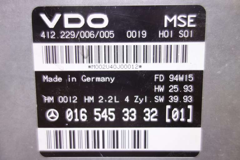 Centralita del motor Mercedes W124 S124 C220 E220 0165453332(01) 016 545 33 32 01 Vdo 412229006005 412.229/006/005 - foto 2