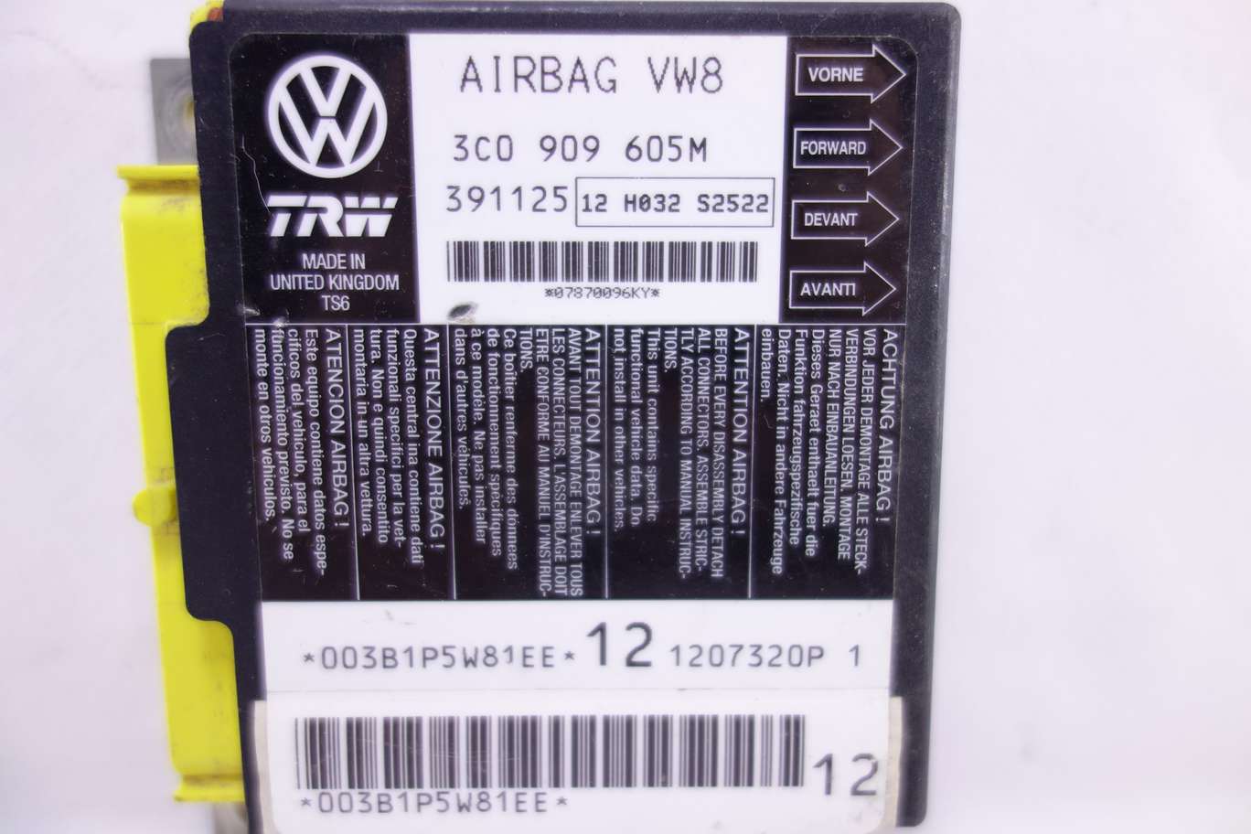 Centralita de airbag VW Passat 3C0909605M 3C0 909 605M - foto 2