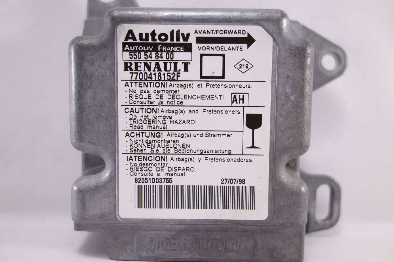 Centralita de airbag Renault Megane Scenic 7700418152F 550548400 550 54 84 00 AH - foto 2
