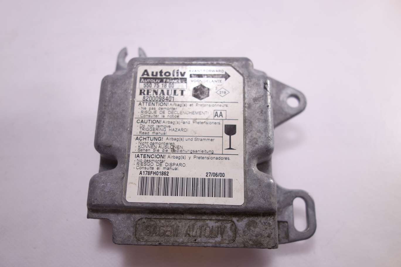 Centralita de airbag Renault Kangoo 8200098401 550751800 550 75 18 00 AA - foto 1