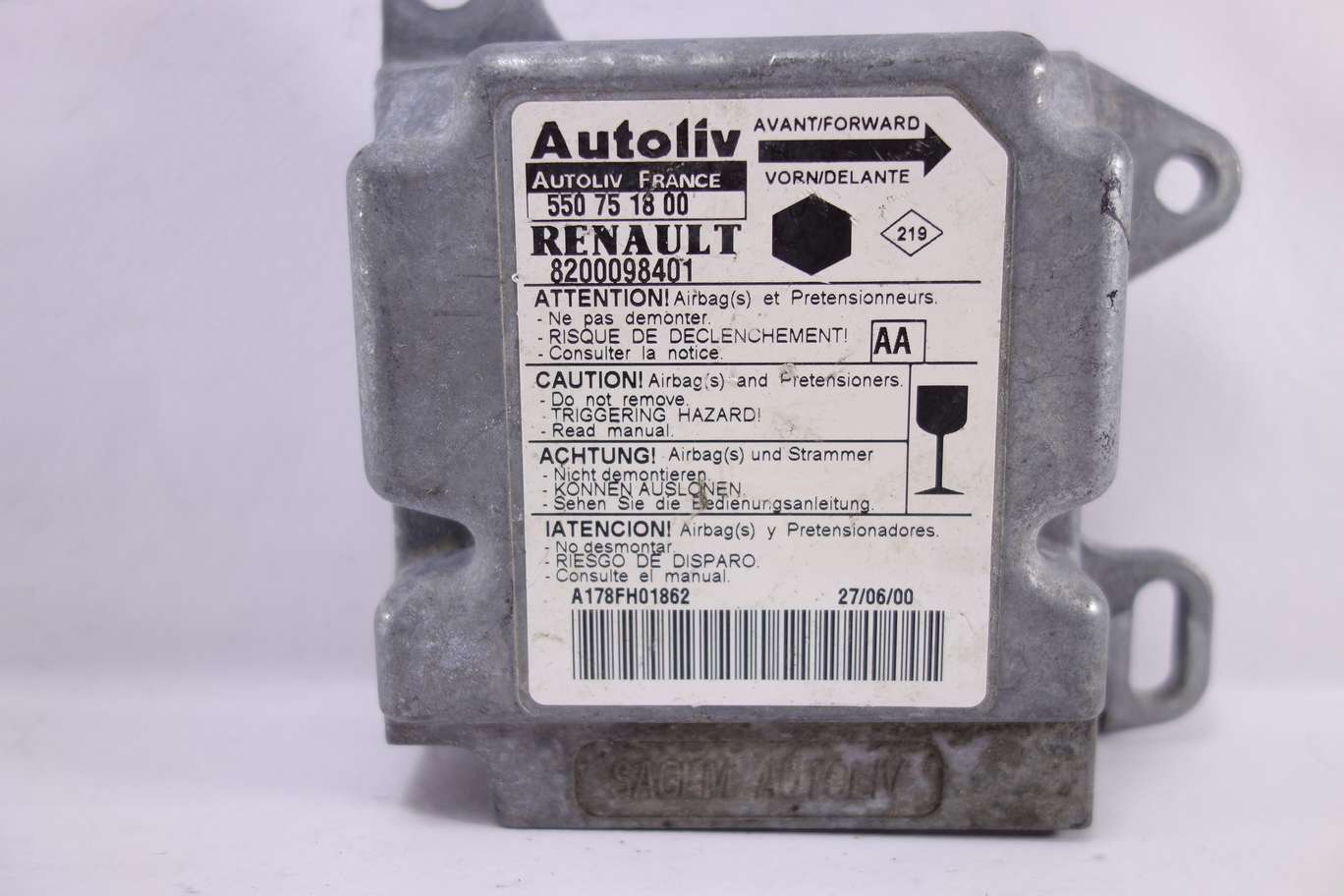 Centralita de airbag Renault Kangoo 8200098401 550751800 550 75 18 00 AA - foto 2