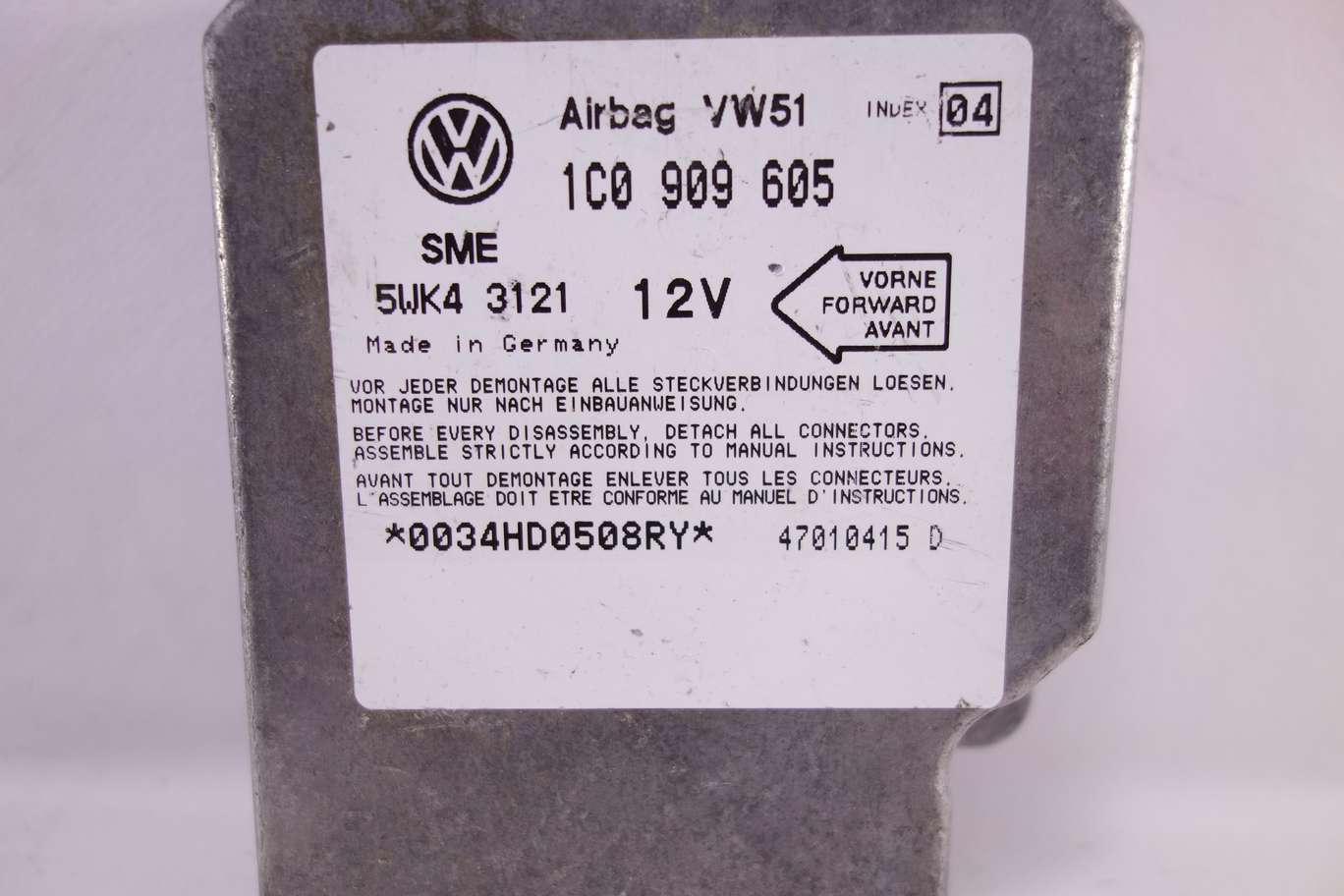 Centralita de airbag VW Golf 1C0909605 1C0 909 605 Siemens 5WK43121 04 - foto 2