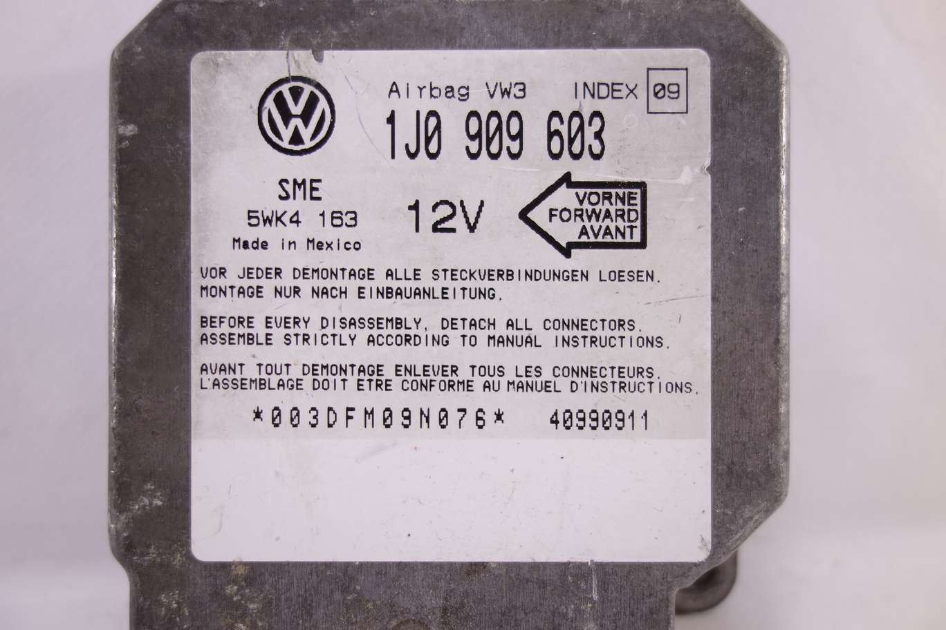 Centralita de airbag VW Seat 1J0909603 1J0 909 603 Siemens 5WK4163 5WK4 163 IN.09 - foto 2