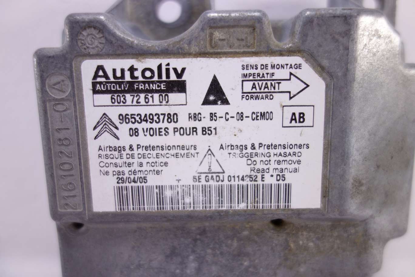 Centralita de airbag Citroen C4 9653493780 603726100 603 72 61 00 AB - foto 2