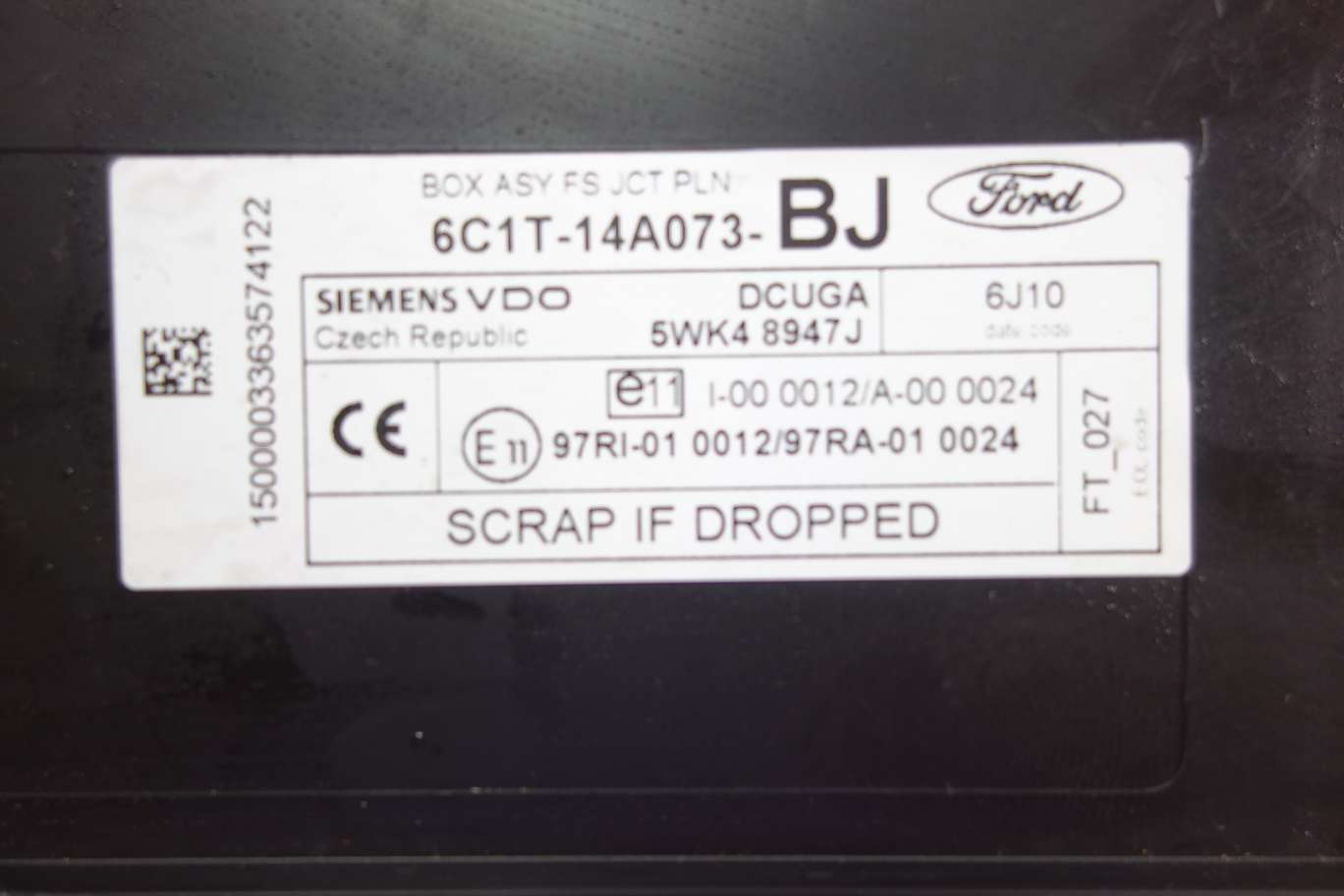Caja de fusibles Ford Transit 6C1T14A073BJ 6C1T-14A073-BJ Siemens VDO 5WK48947J 5WK4 8947J - foto 2