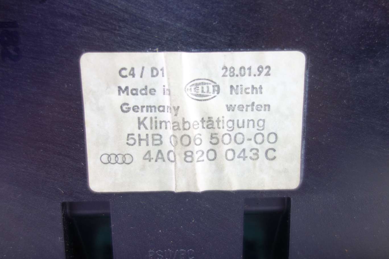 Panel de clima Audi 4A0820043C 4A0 820 043 C Hella 5HB00650000 5HB 006 500-00 - foto 2