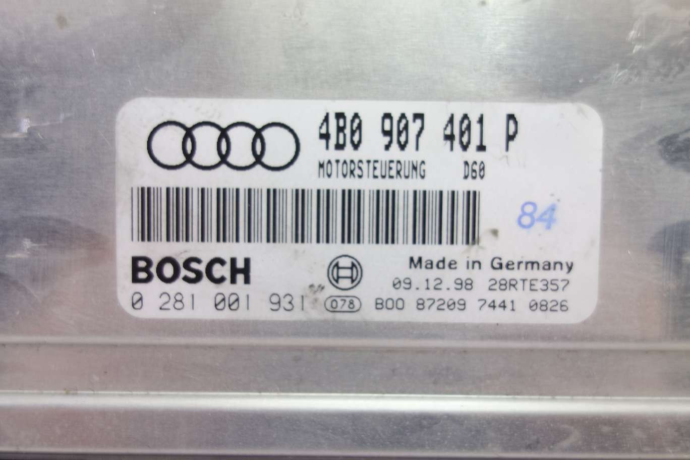 Centralita del motor Audi A6 4B0907401P 4B0 907 401 P Bosch 0281001931 0 281 001 931 28RTE357 - foto 2