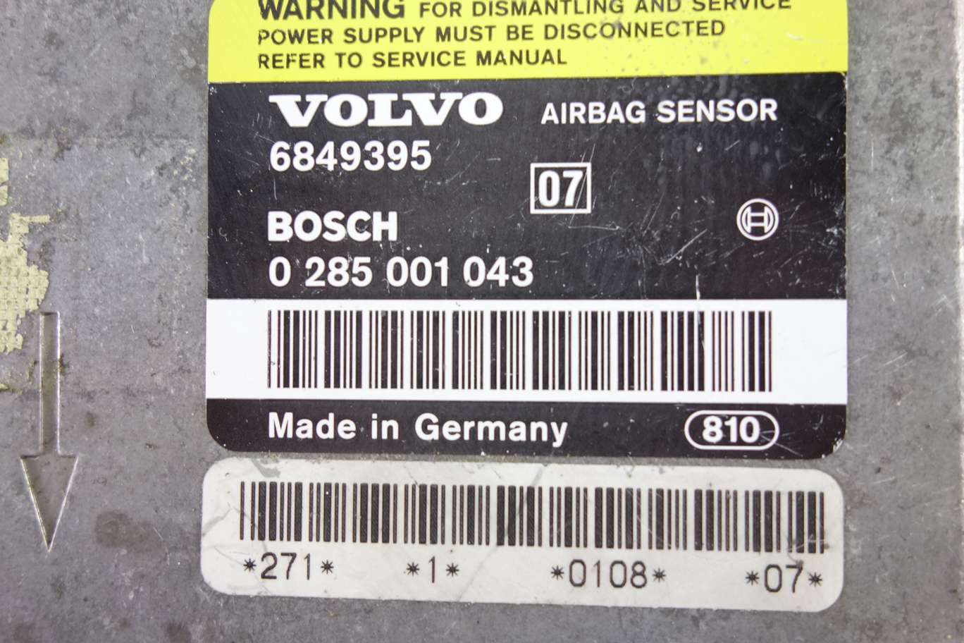 Centralita de airbag Volvo 850 6849395 Bosch 0285001043 0 285 001 043 - foto 2