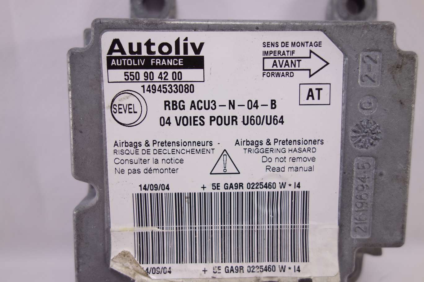 Centralita de airbag Fiat Scudo Peugeot 550904200 550 90 42 00 1494533080 AT - foto 2