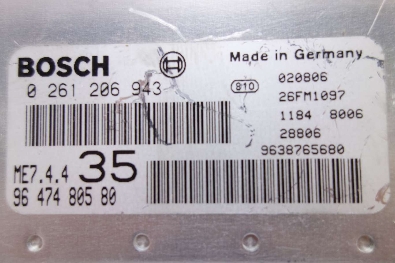 Centralita del motor Peugeot 307 9647480580 96 474 805 80 9638765680 Bosch 0261206943 0 261 206 943 - foto 2