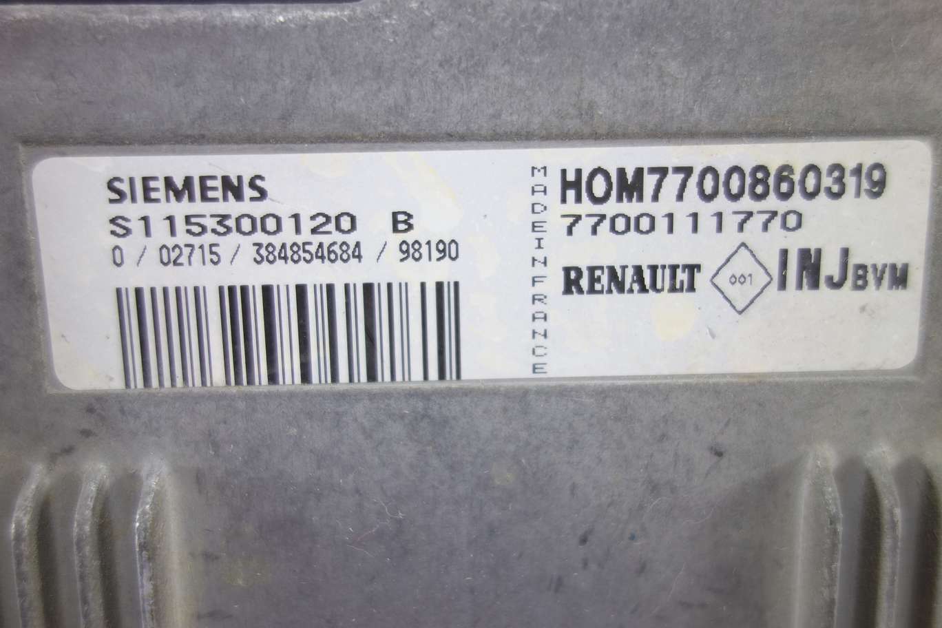 Centralita del motor Renault Clio Megane HOM7700860319 7700111770 Siemens S115300120B S115300120 B - foto 2