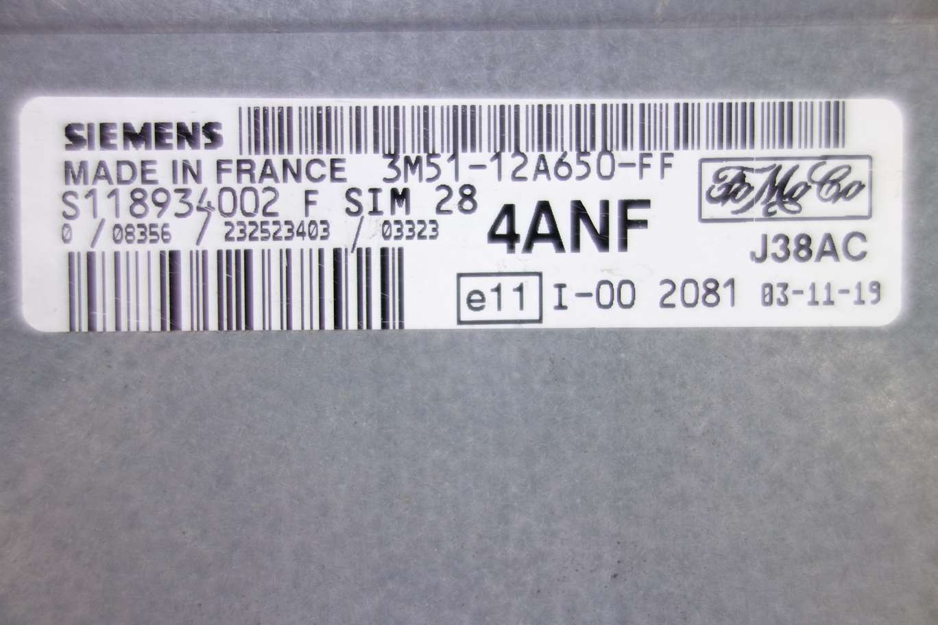 Centralita del motor Ford Focus 3M5112A650FF 3M51-12A650-FF Siemens S118934002F S118934002 F 4ANFJ38AC Fomoco - foto 2